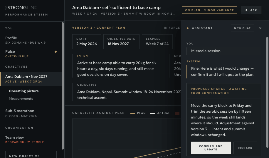 The AI copilot proposing a plan change for your confirmation